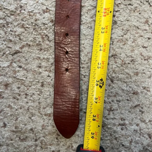 UnisoBDG‎ Chestnut Leather Belt with Brass Buckle western boho medium - Picture 9 of 11
